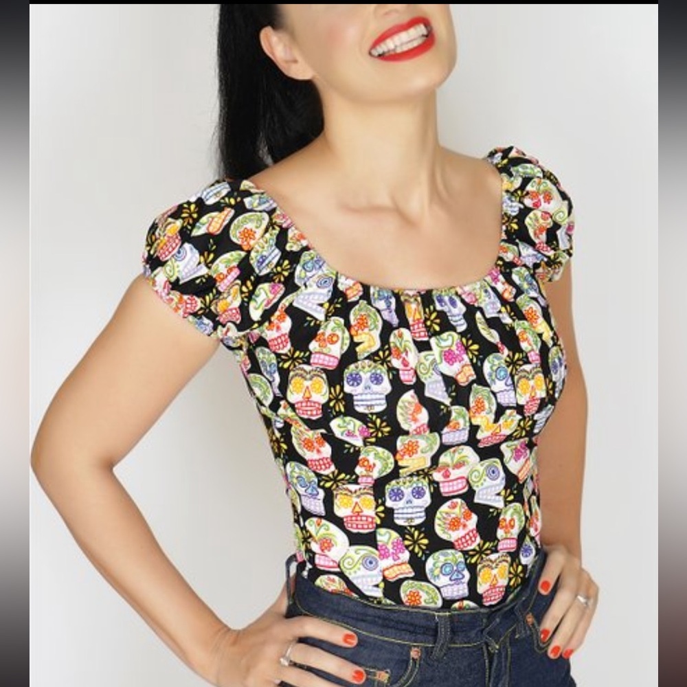 💀 BERNIE DEXTER DAY OF THE DEAD PEASANT TOP 💀